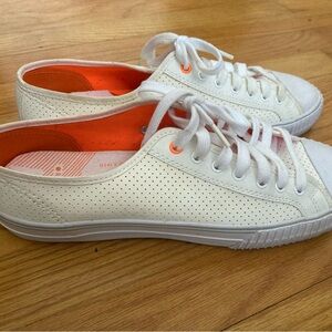 Unisex White and Orange Sneakers